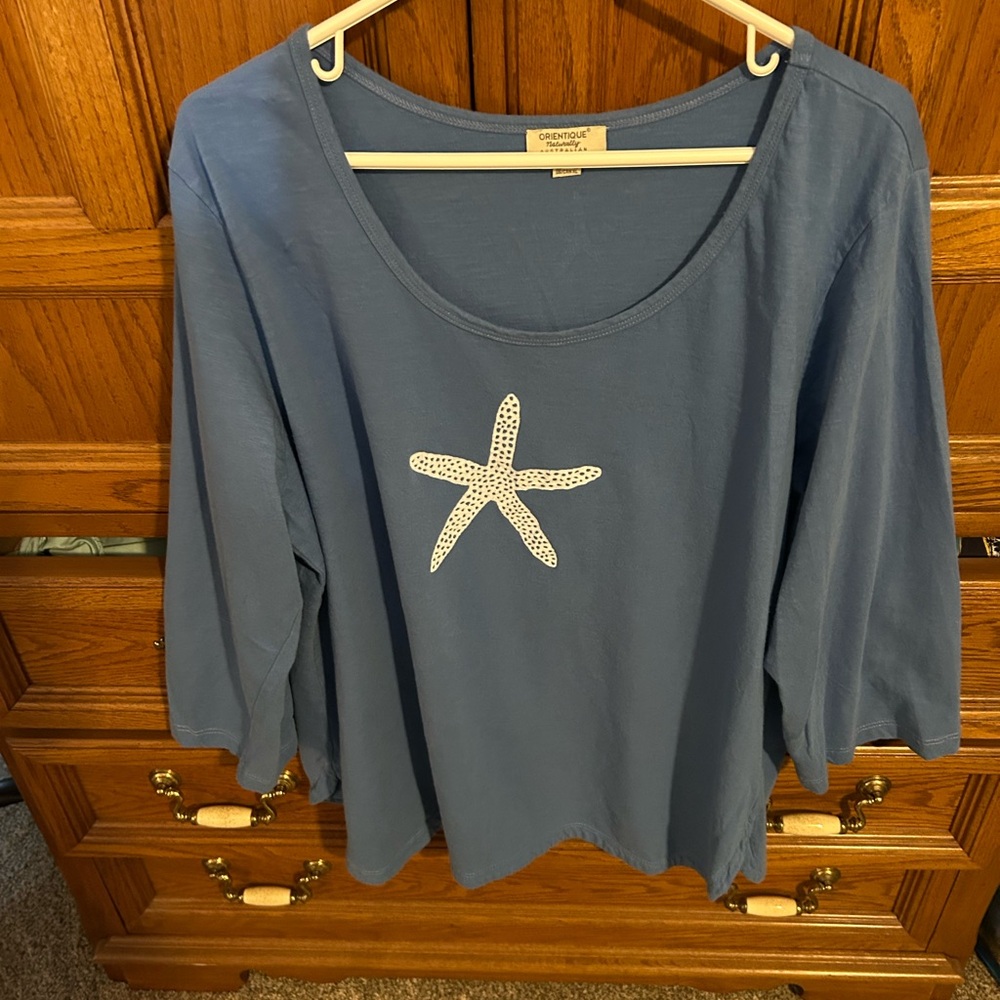Blue Starfish Scoop Neck Women's Top